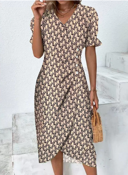 Elegante Midi-Jurk met Print & Knoopsluiting